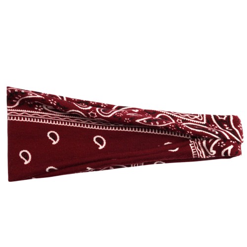 Bordowa opaska paisley 9 cm
