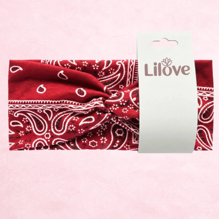 Czerwona opaska paisley z wiązaniem 10 cm – zdjęcie 6