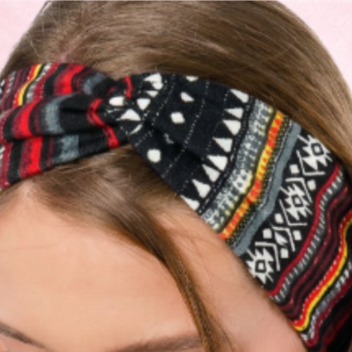 Opaska etniczna czarno-czerwono-żółta 10 cm – zdjęcie 4