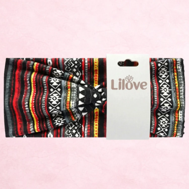 Opaska etniczna czarno-czerwono-żółta 10 cm – zdjęcie 6