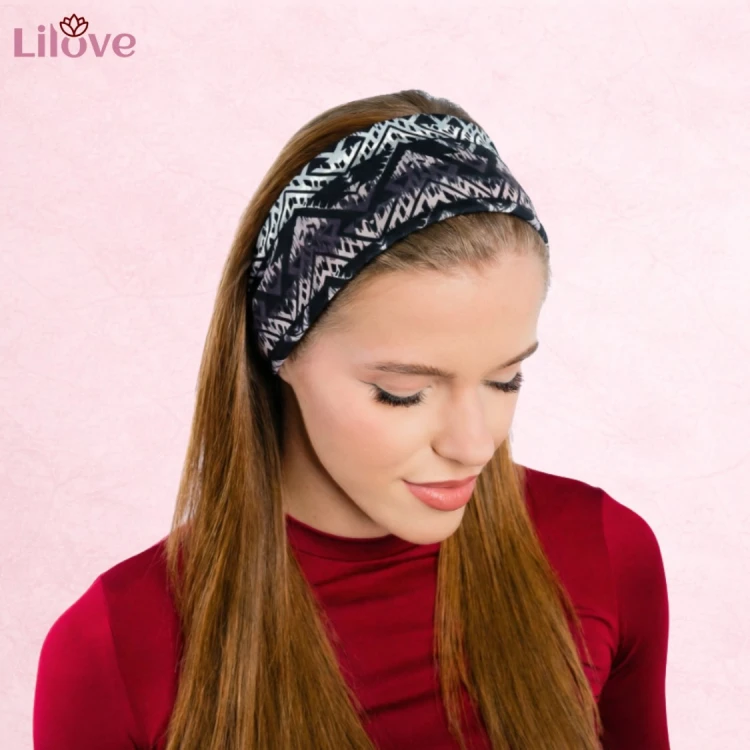 Czarno-biała opaska chevron 14 cm – zdjęcie 5