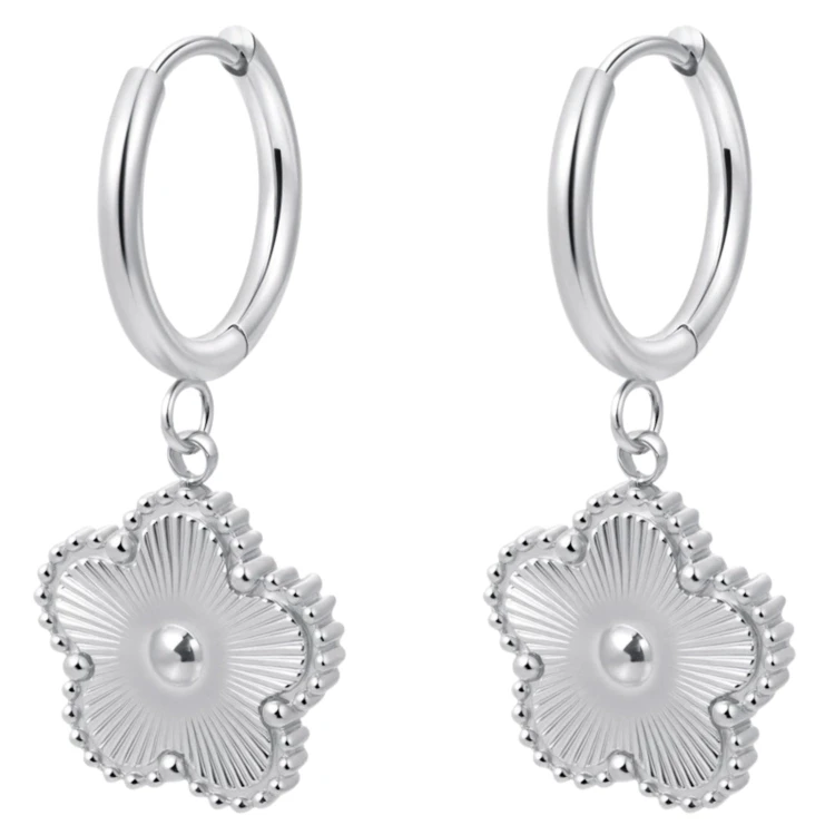 Kolczyki srebrne kwiaty ze stali chirurgicznej 316L - lekkie, eleganckie