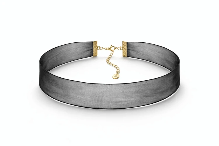 Naszyjnik choker na szyję czarny z organzy - elegancki, efektowny dodatek