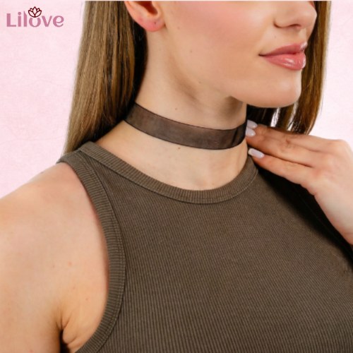 Naszyjnik choker na szyję czarny z organzy - elegancki, efektowny dodatek – zdjęcie 2