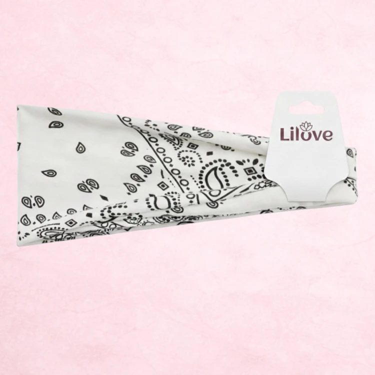Biała opaska paisley 9 cm – zdjęcie 6