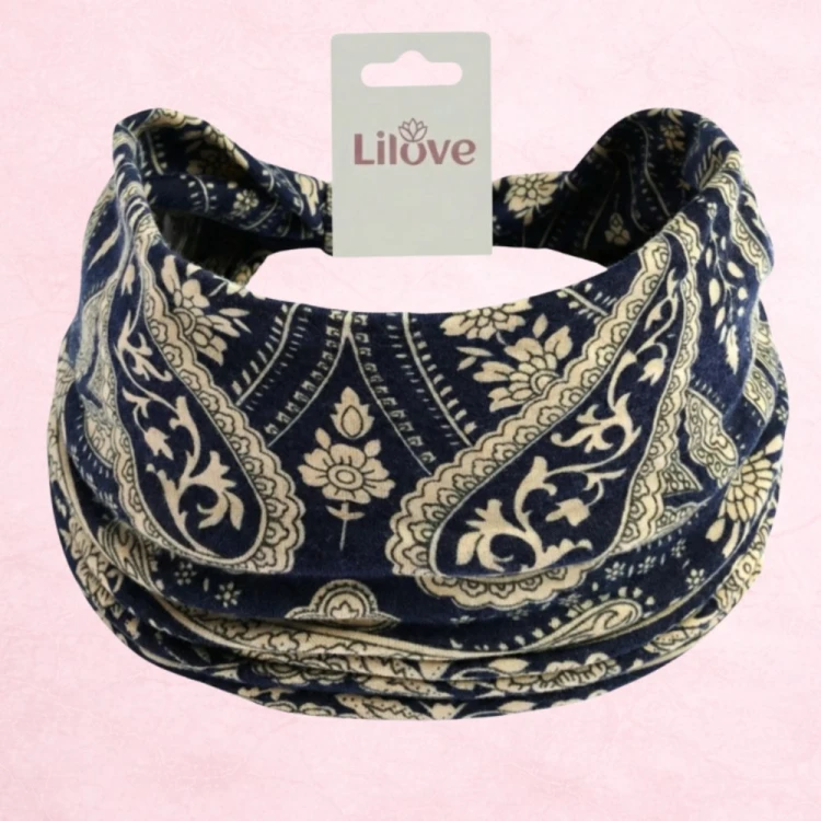 Granatowa opaska paisley 14 cm – zdjęcie 6