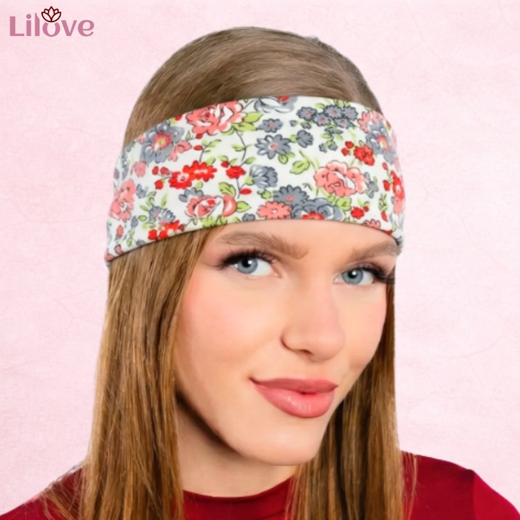 Biało-czerwona opaska w kwiaty 14 cm – zdjęcie 3