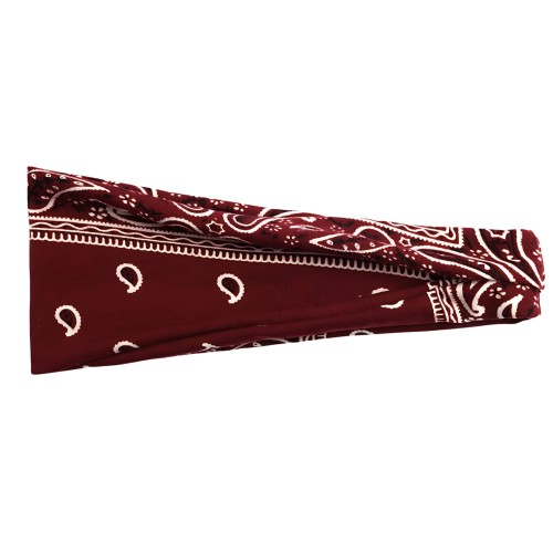 Bordowa opaska paisley 9 cm