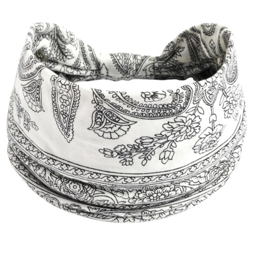 Biała opaska paisley 14 cm