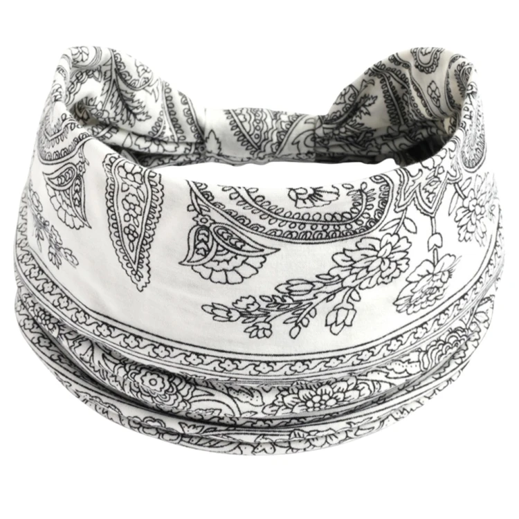 Biała opaska paisley 14 cm