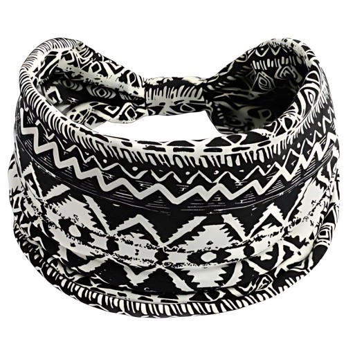 Czarno-biała opaska etniczna 14 cm