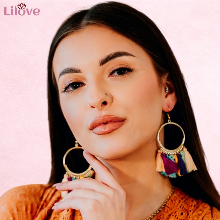 Kolczyki wiszące złote koła z kolorowymi chwostami - lekkie, zwracają uwagę – zdjęcie 9