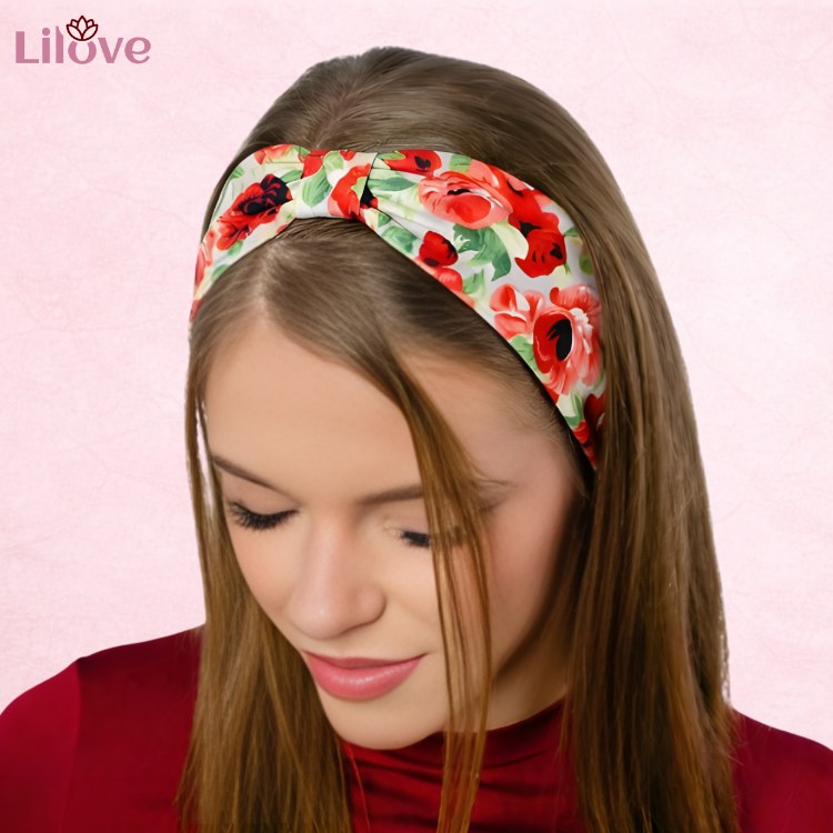 Wielokolorowa opaska w kwiaty 14 cm – zdjęcie 2