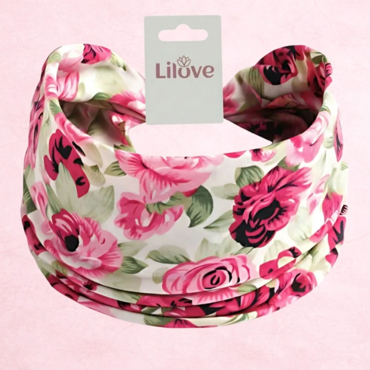Opaska na głowę szeroka różowa z supłem na włosy - miękka, nie uciska – zdjęcie 6
