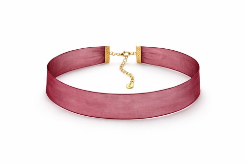 Naszyjnik choker na szyję czerwony z organzy - elegancki, efektowny dodatek