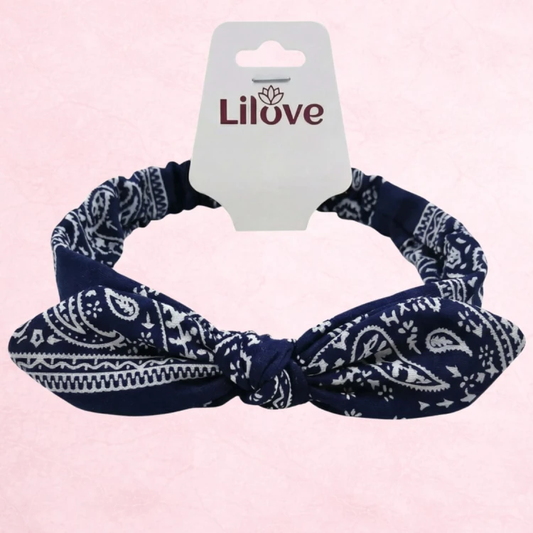 Granatowa opaska paisley pin-up 5 cm – zdjęcie 6