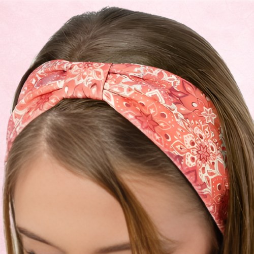 Koralowo-różowa opaska orientalna 14 cm – zdjęcie 4