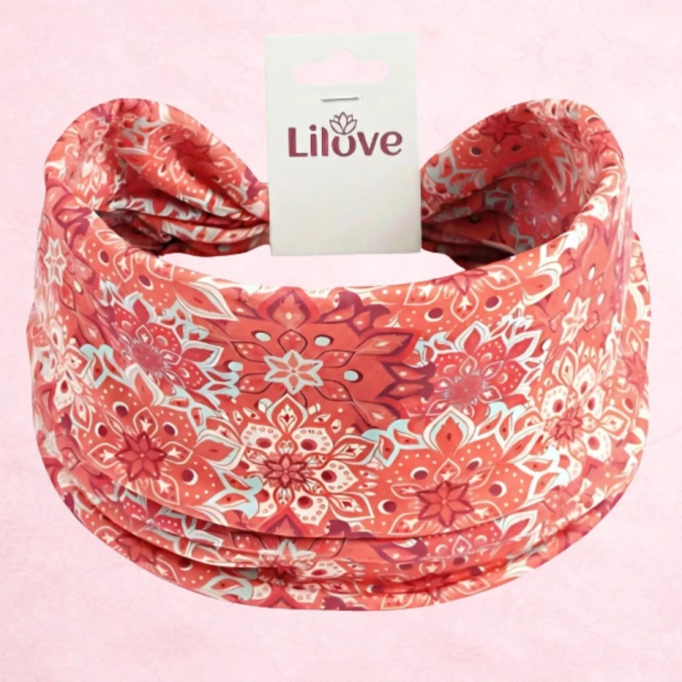 Koralowo-różowa opaska orientalna 14 cm – zdjęcie 6