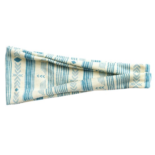 Kremowo-niebieska opaska aztecka 9 cm