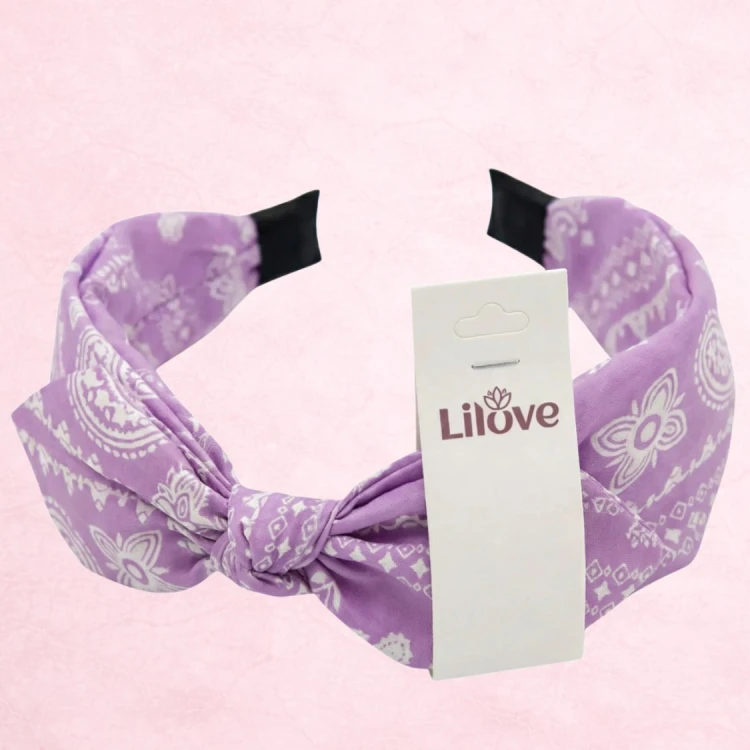 Fioletowa opaska paisley z kokardą – zdjęcie 6