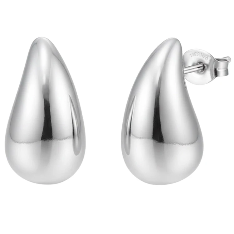 Kolczyki srebrne krople ze stali chirurgicznej 316L - lekkie, eleganckie
