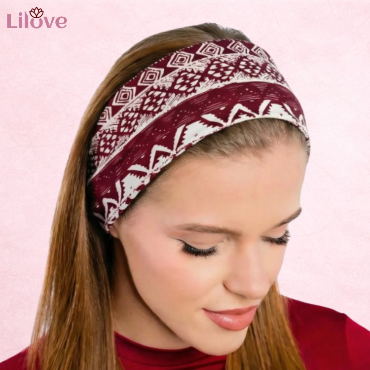 Bordowa opaska etniczna 14 cm – zdjęcie 2
