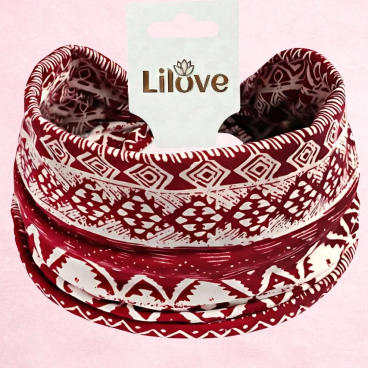 Bordowa opaska etniczna 14 cm – zdjęcie 6