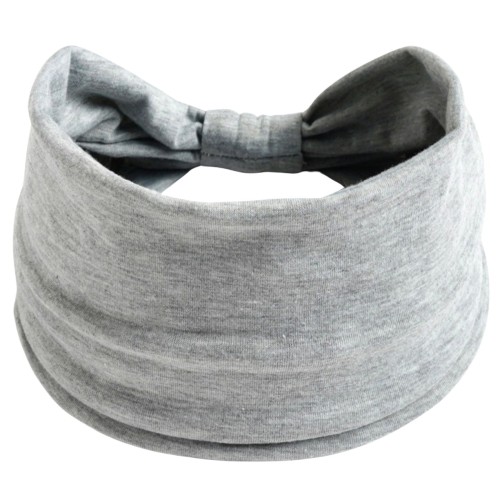 Opaska na głowę szeroka szara z supłem turban na włosy - miękka, nie uciska