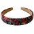 Czarna opaska w czerwone kwiaty 3 cm