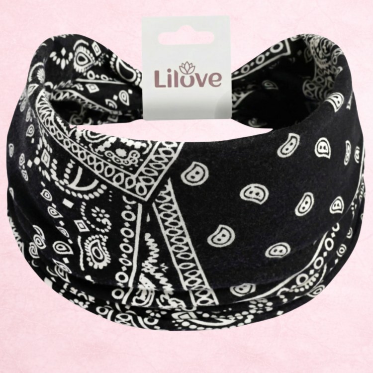 Czarna opaska paisley 14 cm – zdjęcie 6