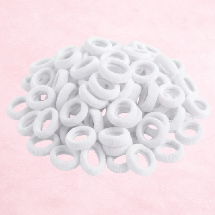 Białe gumki frotki 100 szt. 2 cm – zdjęcie 6