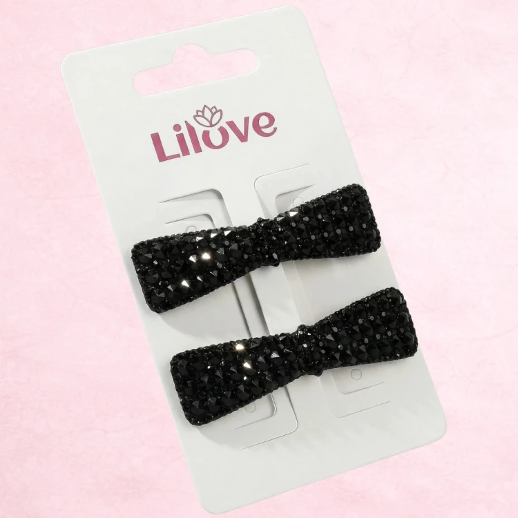 Spinki Czarne Zestaw 2 Sztuki z Cyrkoniami Błyszczące Lekkie i Eleganckie – zdjęcie 6