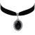Choker naszyjnik czarny srebrny z kamieniem - regulowany, elegancki
