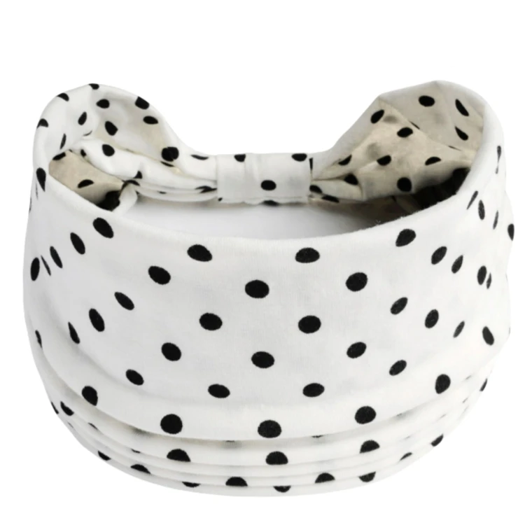 Biała opaska w grochy 14 cm