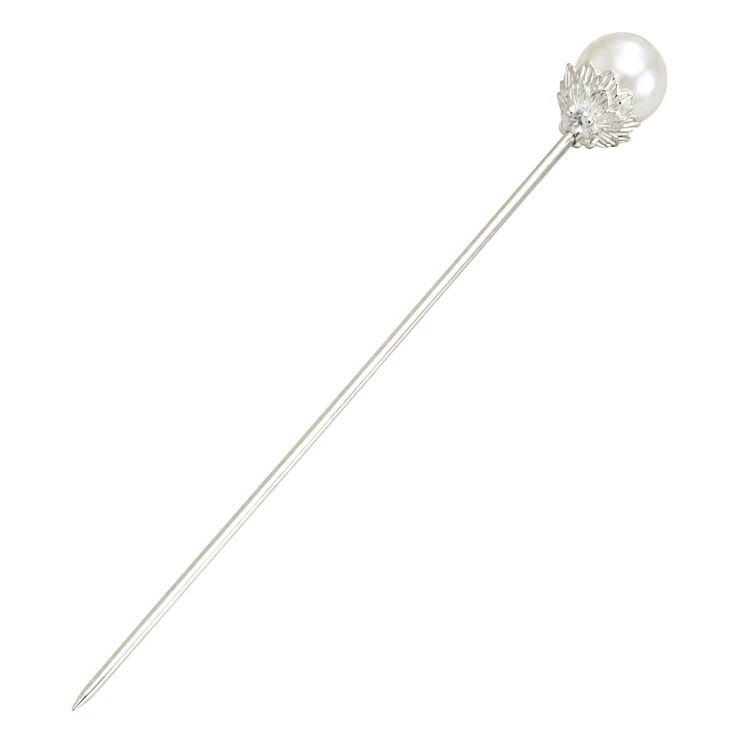 Szpilka do włosów srebrna spinka z perłą w kształcie litery U - elegancka