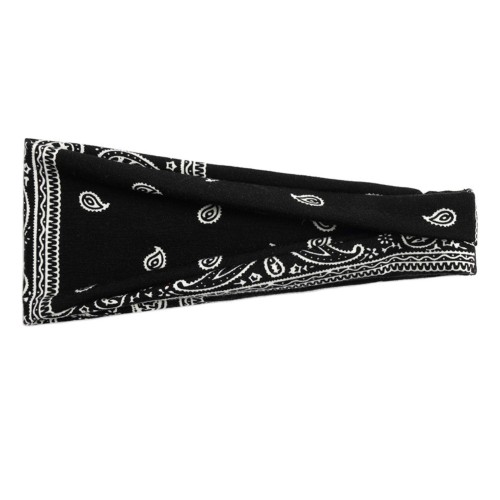 Czarno-biała opaska paisley 9 cm