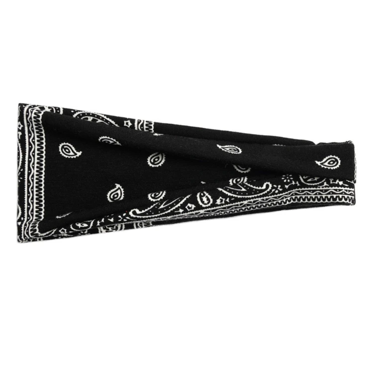 Czarno-biała opaska paisley 9 cm