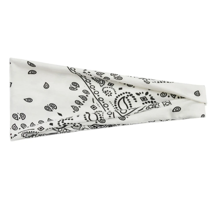 Biała opaska paisley 9 cm