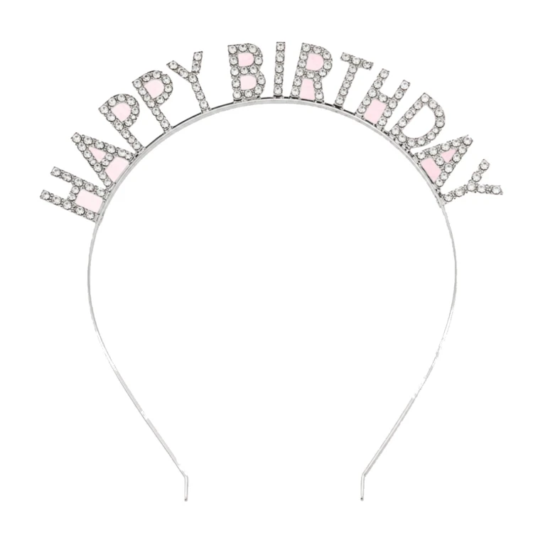 Srebrna opaska Happy Birthday z cyrkoniami – zdjęcie 5