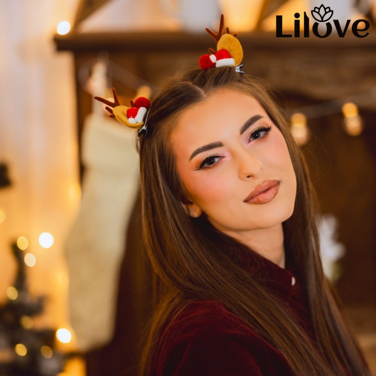 Świąteczne spinki do włosów z rogami renifera – zdjęcie 2