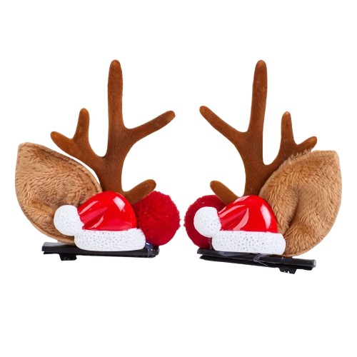Świąteczne spinki do włosów z rogami renifera