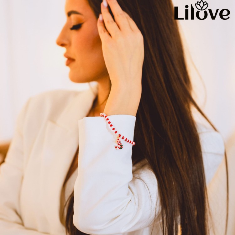Podwójna bransoletka świąteczna z cukrową laską – zdjęcie 4