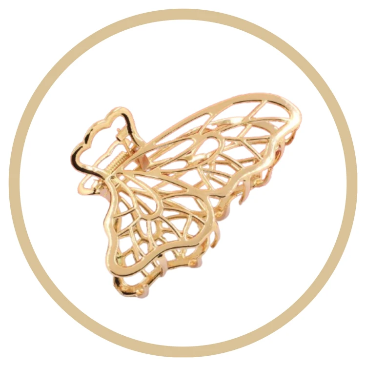 Klamra do Włosów Złota Mała Spinka Szczęka Metalowa Motyl Lekka Wytrzymała // Klamra do włosów złota mała spinka szczęka - ozdobna, pewnie trzyma włosy – zdjęcie 2