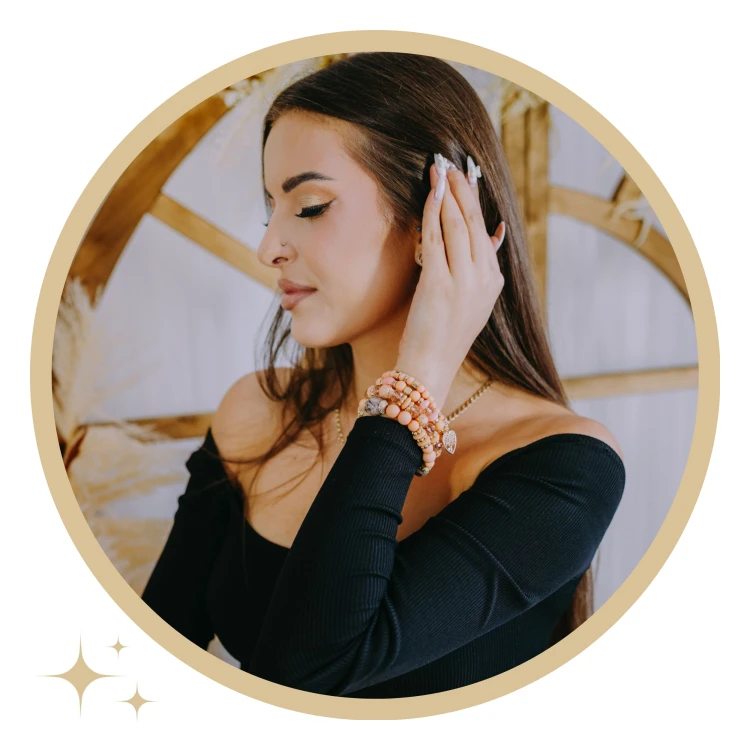 Bransoletka Damska Zestaw 4 Sztuk Różowa z Koralikami na Gumce na Rękę // Bransoletka damska 4 sztuki z różowymi koralikami - efektowny zestaw – zdjęcie 6
