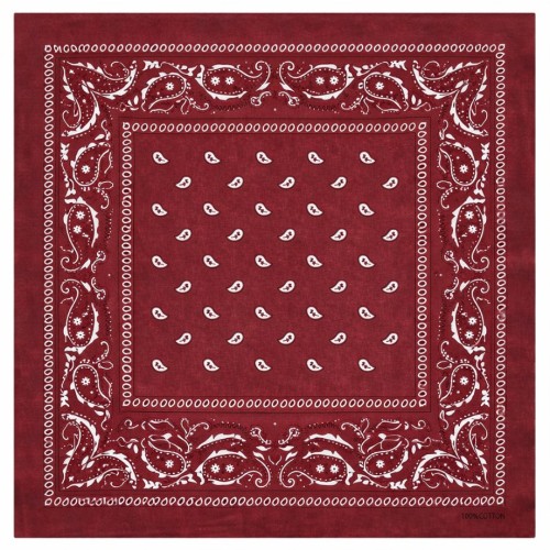 Chusta bandana na głowę bordowa na szyję do włosów - bawełniana oddychająca
