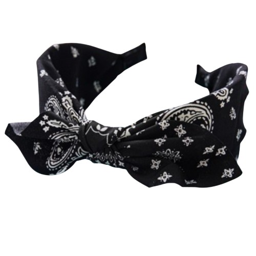 Czarna opaska z kokardą paisley 6 cm