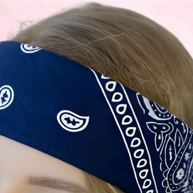 Chusta bandana na głowę granatowa na szyję włosy - bawełniana, oddychająca – zdjęcie 4