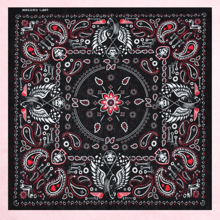 Chusta bandana na głowę czarna na szyję włosy - bawełniana, oddychająca – zdjęcie 6