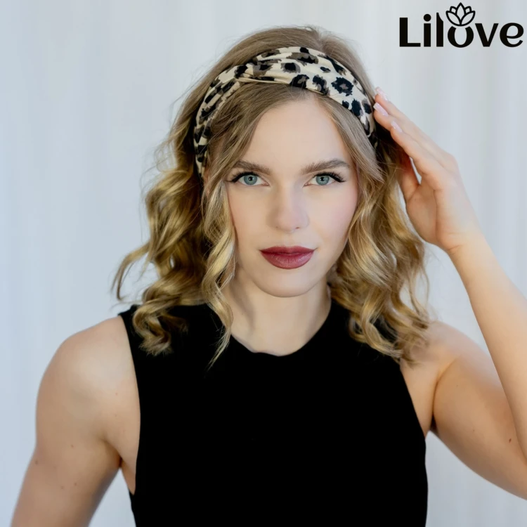 Beżowa opaska turbanowa 14 cm – zdjęcie 2