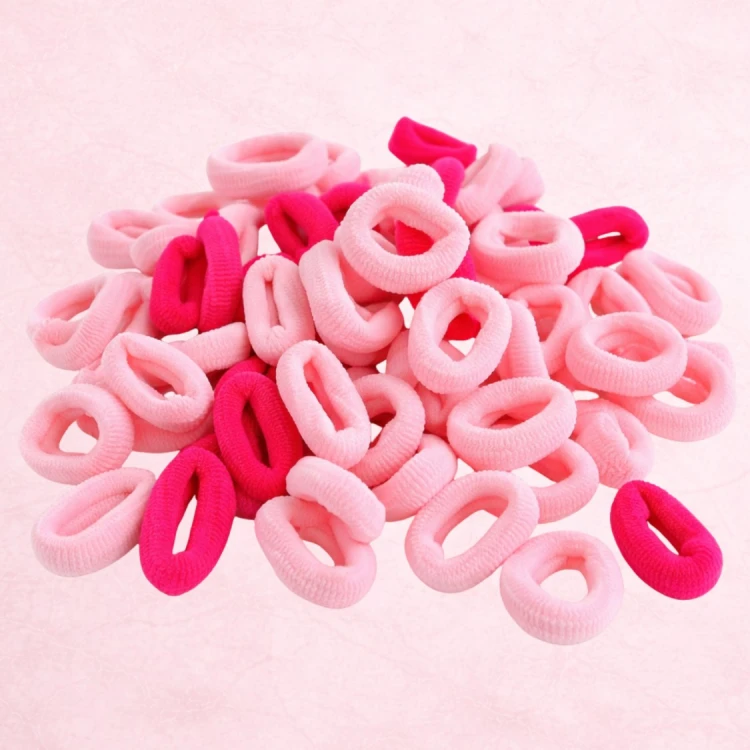 Różowe gumki frotki 100 szt. 2 cm – zdjęcie 6